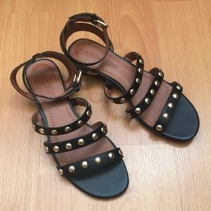 Coach black leather three straps style sandals